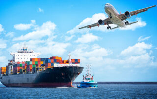 Ocean Freight Ship and Air Freight Plane