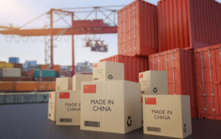 Chinese Cargo Containers Awaiting Shipping Freight