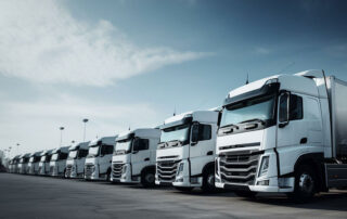 Road Freight Vehicles Lined Up