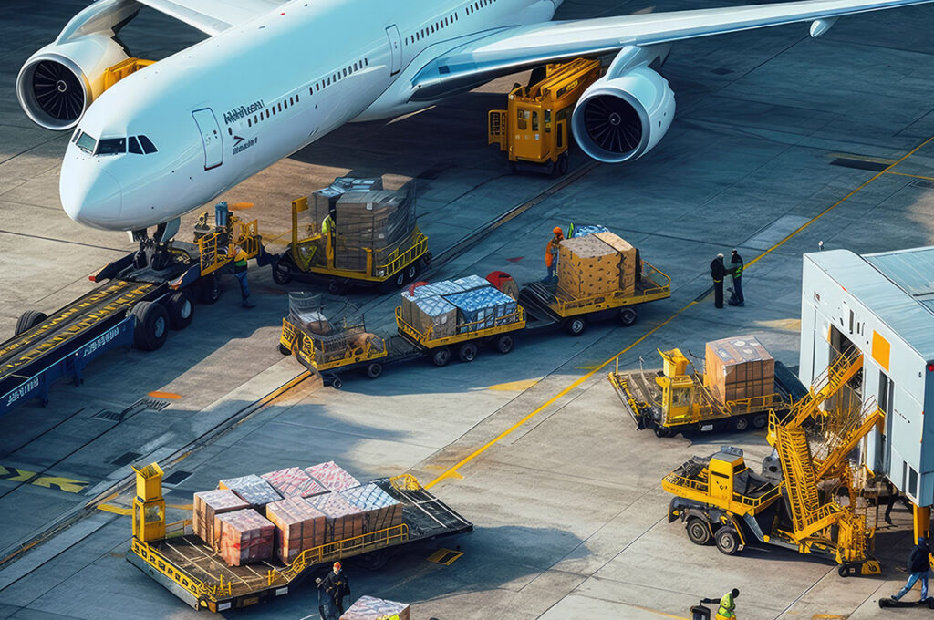 Air cargo being loaded onto plane