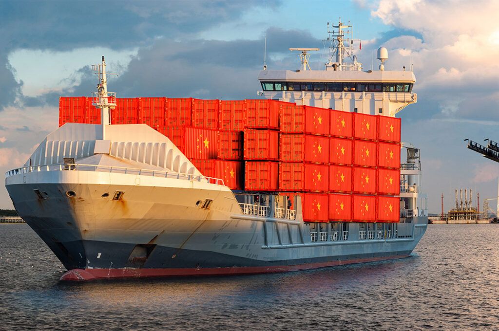 Container Ship at Sea Carrying Containers