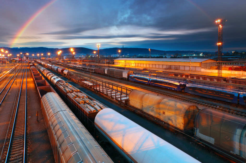 Freight Trains at a Transport Hub