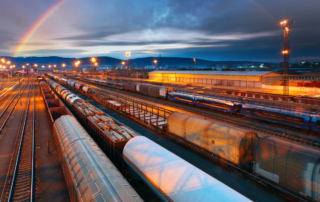 Freight Trains at a Transport Hub